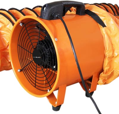 Professionele Ventilator - Afzuiger Stofafzuiging - Werkruimte Verbeteren - Krachtige Luchtverplaatsing - 38x34x43 cm - Oranje