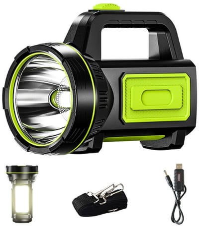 TOVBMUP Draagbare schijnwerper - Campinglamp - Superhelder - LED-zaklamp voor buiten - Draagbaar - Oplaadbaar via USB - Waterdicht - Geschikt voor reizen, vissen, kamperen, avontuur en werk.