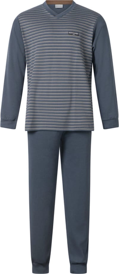Gentlemen - aangeruwde heren pyjama 114268 - double jersey - winter pyjama - V-hals - maat M