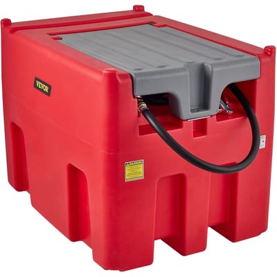 Draagbare Diesel Tank, 116 Gallon Capaciteit & 10 GPM Debiet, Diesel Brandstoftank met 12V Elektrische Transferpomp en 13.1ft Rubberen Slang, PE Diesel