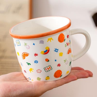 Schattige Lachende Mok Melkbeker Kinderontbijtbeker Hoge Waarde Cartoon Keramische Mok Kantoor Koffiemok 350ml