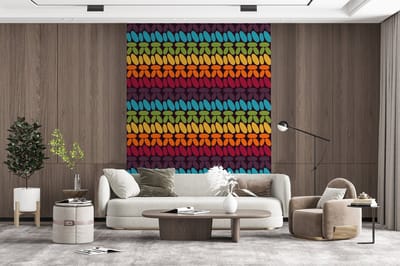 Behang - Fotobehang Haakpatronen - Retro - Regenboog - Breedte 165 cm x hoogte 220 cm