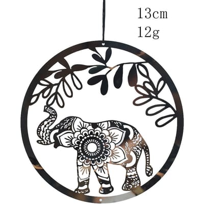 Afrikaanse Olifant Windmolen Mandala Bloem Roestvrij Staal Windgong Hanger Onderdelen Tuin Hangend Decor Vogelafweerder black