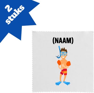 Akyol - jongen met snorkel met je eigen naam brillendoekjes - Zwemmen - sport liefhebbers - mensen die houden van zwemmen - zwemdiploma - zwemcadeau - verjaardagscadeau - verjaardag - cadeau - kado - geschenk - gift - 17,8 bij 17,8 cm - 2 stuks