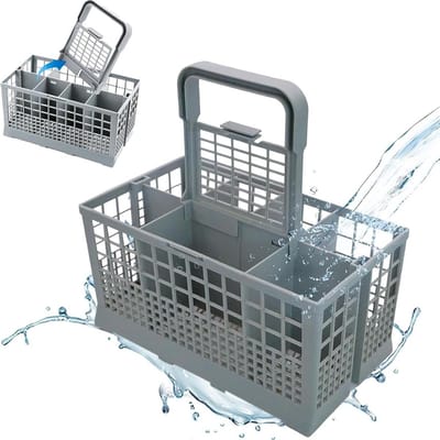 Universele Bestekmand voor Vaatwasser met Verwijderbaar Handvat en Inklapbare Deksel