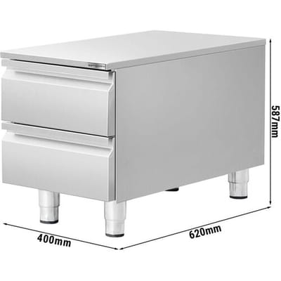 GGM Gastro Schubladenschrank - Edelstahl - 400x620mm - 2 Schubladen Zilver