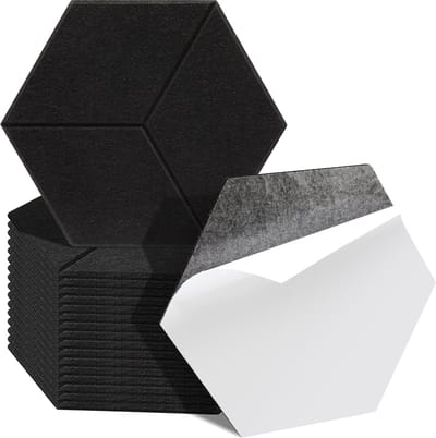 18 stuks Akoestische panelen Hexagon Zelfklevend Akoestisch Paneel Geluidsisolatie Vilt Wandpaneel Zwart