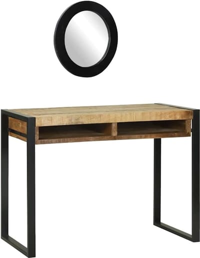 Kaptafel met plank - Make-uptafel - Slaapkamer inrichting - Massief mangohout - 100x50x75 cm - Bruin