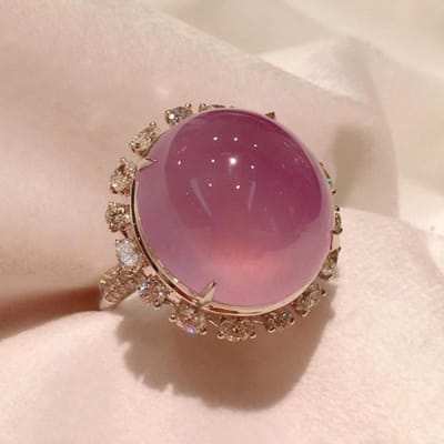 Chalcédoine Jade Graine de Glace Naturelle Couleur Violet Ensembles de Bijoux Larges Romantique et Créatif Doux Mariage Fiançailles Collier Bague brown