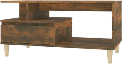Salontafel - Bijzettafel Koffietafel - Woonkamer Opbergen - Glad Oppervlak Vochtbestendig - 90x49x45 cm - Gerookt Eikenkleurig
