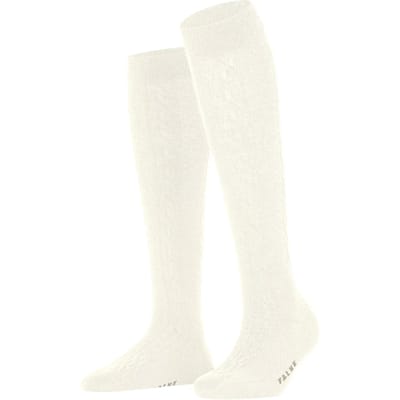 FALKE Declivity lang eenkleurig wol kniekousen dames wit - maat 35-38