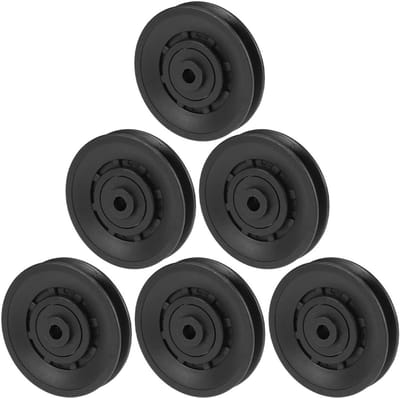 Universele Pulley Wielen - Vervangingsonderdelen Gym - Fitnessapparaten Optimaliseren - Ruimtebesparend Ontwerp - 6 Stuks - Zwart