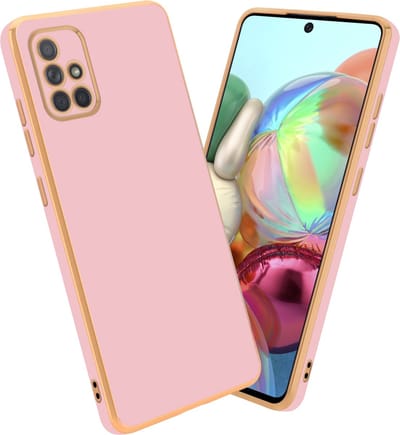 Cadorabo Hoesje geschikt voor Samsung Galaxy A51 4G / M40s in Glossy Roze - Goud - Beschermhoes Case Cover van flexibel TPU-silicone en met camerabescherming