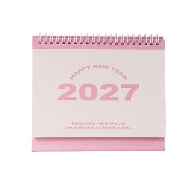 Bureaukalender 2026-2027 – Engelstalige Tafelkalender – Flipkalender met Maandoverzichten – Bureauplanner voor Kantoor, Studie en Thuis – Studenten en Professionals – Roze – 19 × 16 cm – 1 Stuk
