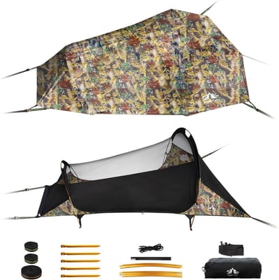 Driehoekige Hangmat - Camping Hangmat - Outdoor Ontspanning - Geïntegreerd Muggennet - 220 x 140 cm - Camouflage