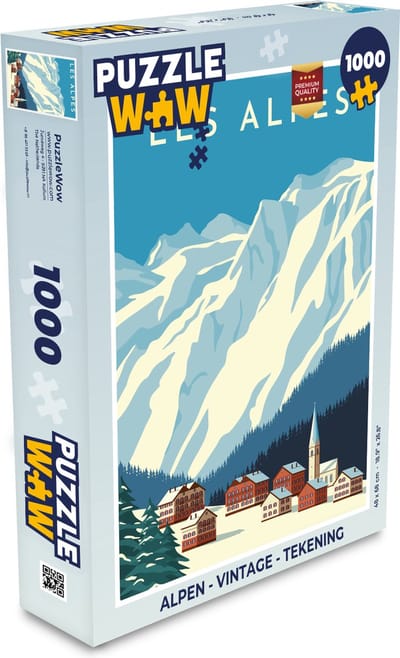 Puzzel Alpen - Vintage - Tekening - Legpuzzel - Puzzel 1000 stukjes volwassenen