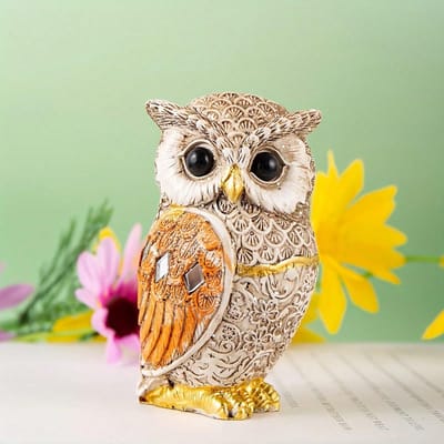 Statue Hibou en Résine, Décoration Accent Créative pour la Maison, Décoration d'Intérieur, Figurine Hibou Réaliste Pour Décoration de Chambre, Décoration de Maison Meilleurs Cadeaux Anniversaire 1 Piece Orange multicolore