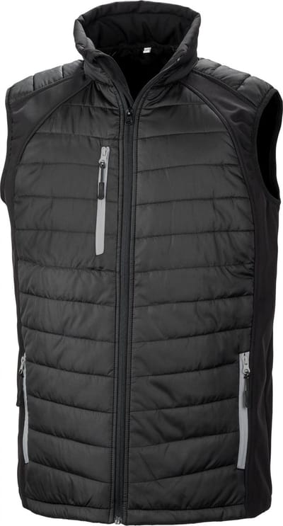 Black Compass gewatteerde softshell bodywarmer 'Result' Black/Grey - XXL