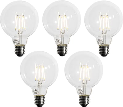 LUEDD Set van 5 E27 3-staps dimbaar LED lamp G95 4W 450 lm 3000K