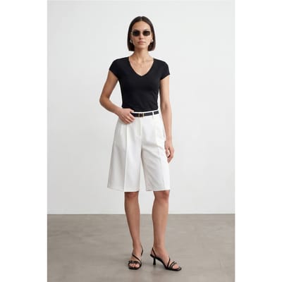 Slim Fit V-hals Jersey Blouse