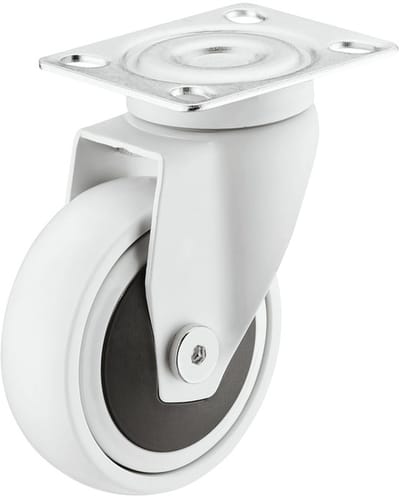 Zwenkwiel wit 100 mm, zonder rem