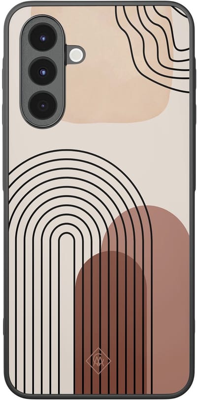 Casimoda® hoesje - Geschikt voor Samsung Galaxy A17 - Warm Curves - Zwart TPU Backcover - Planten - Bruin/beige