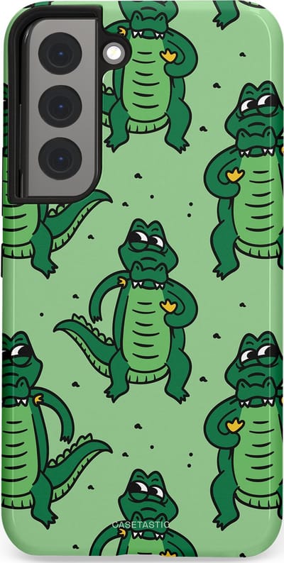 Casetastic hoesje geschikt voor Samsung Galaxy S22 - Dubbellaagse bescherming - Kroko dans - Fashion Case - Mintgroen