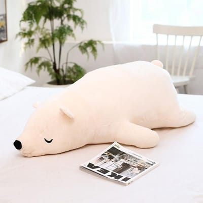 35-110CM Kawaii Aangeklede IJsbeer Pluche Pop Baby Zacht Knuffel Slaapbeer Kussen Dieren Pluche Speelgoed Cartoon Cadeaus 35cm wit