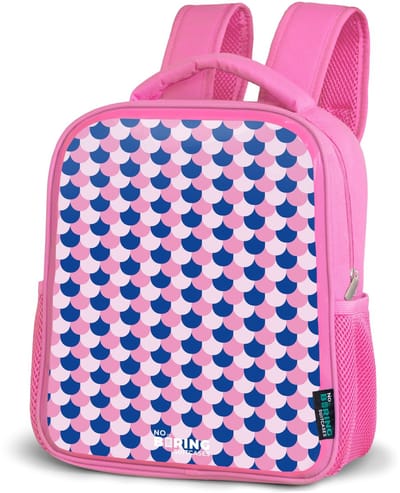 NoBoringSuitcases.com® - Rugzak roze - Schooltas meisjes - Schubben - Patroon - Blauw - Roze - Kinder rugtas meisje - Boekentas kind - Kinderrugzak voor school - Schoolrugzak