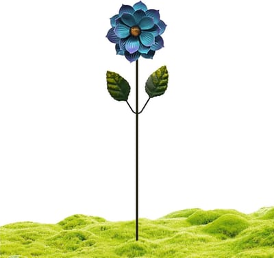 Decoratieve tuinsteker - Metalen bloem - Tuin versieren - Roestvrij en waterdicht - 44 x 10 cm - Blauw
