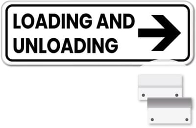 Bord Loading and Unloading pijl rechts - Weerbestendig Aluminium - 40x15 cm - Bevestiging: Met muur-/ wandmontage beugels