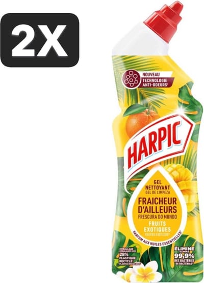 2 x Harpic - Toiletreiniger - Gel - Exotisch Fruit Parfum - 750 ml