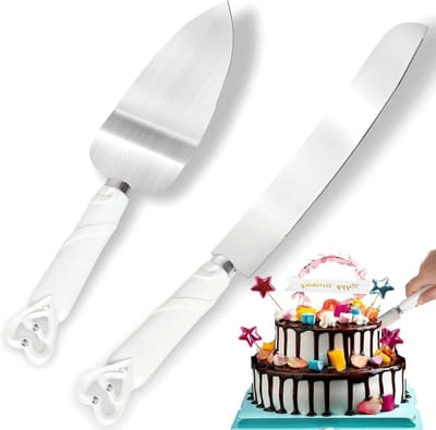 Elegante taartsnijder en serveerset met geschenkdoos, ideaal voor bruiloften, verjaardagen en feesten, roestvrij staal met hartontwerp
