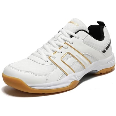 Nieuwe Lente en Herfst Koppel Tennisschoenen Mesh Ademend Badminton Schoenen Outdoor Tafeltennis Schoenen Antislip Duurzaam Sneakers 45 witgouden kleur