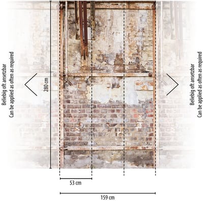 OUDE MUUR MET STENEN EN IJZER FOTOBEHANG | Industrieel - Creme Bruin Beige - Livingwalls The Wall II