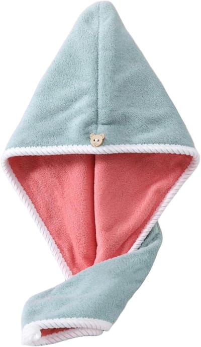 1 verpakking - Microvezel snel drogende haarhanddoek - Universele haarwikkel douchekap voor vrouwen en kinderen - Roze en groen