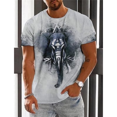 Heren T-shirt Voor Mannen 3D Gedrukt Grafische Wolf T-shirts Oversized Fashion Tops Korte Mouwen Zomer Herenkleding Straat tees 6XL gray