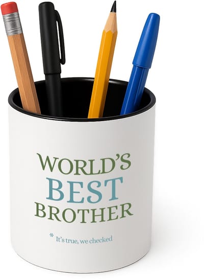 Hacebo® - World's best brother Pennenbakje - Broer - een broer - pennenhouder - verjaardagscadeau - cadeau voor broer - gift - kado - Pennenbakje zwart