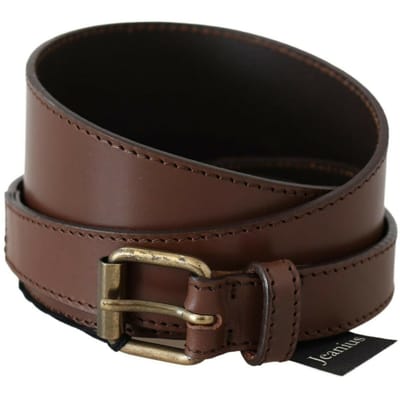 PLEIN SUD Bruine Echte Leren Rustieke Metalen Gesp Riem