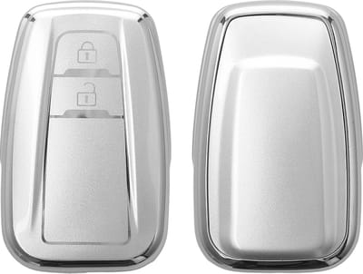 kwmobile autosleutel hoesje geschikt voor Toyota 2-knops autosleutel Smart Key hoes - TPU autosleutel behuizing - Beschermende auto sleutel case - Sleuteletui in mat zilver