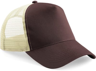 Beechfield Truckers baseballcap - bruin/creme - pet - volwassenen - verstelbaar