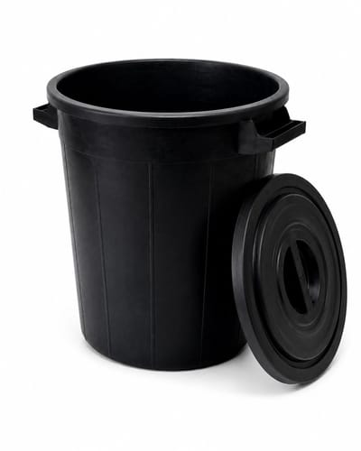 Buitenprullenbak - 35 liter - Afvalbak buiten - Afvalton met deksel - Vuilnisbak - Afvalemmer - Zwart