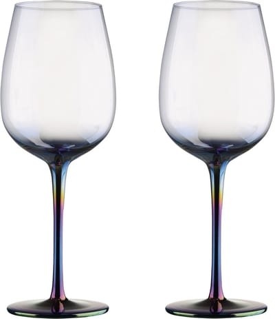 Artland set van 2 handgemaakte wijnglazen Mirage met gekleurde voet 23 cm