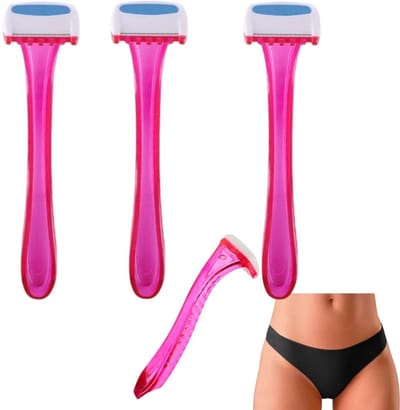4 stuks Mini bikinischeermesje - Draagbaar reisscheermesje voor ontharing met beschermhoes - Draagbaar scheerapparaat voor vrouwen - 8,9 cm × 2 cm × 1 cm - Voor vrouwen om thuis en op reis te gebruiken voor ontharing - Roze