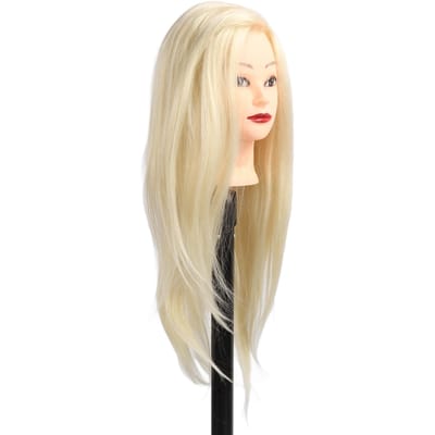 Haarstyling Mannequin Hoofd 85 procent Echt Haar Kappers Oefenhoofd voor Vlechten Goudkleurig Haar beige