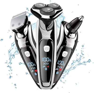 HATTEKER Professioneel 3-in-1 Scheerapparaat voor Mannen – Nat & Droog – Baardtrimmer, Precisietrimmer & Neustrimmer