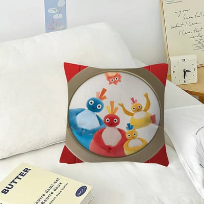 Housse de coussin dessin animé Twirlywoos Housse d'oreiller dessin animé Cadeau Housse de coussin Chambre à coucher Maison Canapé Chaise Siège Décoration housse d'oreiller 45x45cm