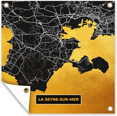 Tuin poster Kaart – Stadskaart – Frankrijk – Plattegrond - la Seyne-sur-Mer - 200x200 cm - Tuindoek
