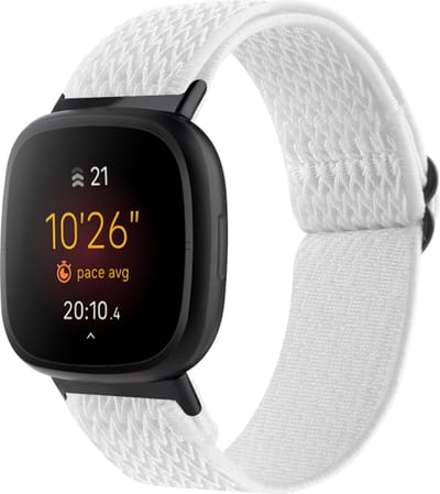 Nylon bandje - geschikt voor Fitbit Versa 4 / Sense 2 - wit