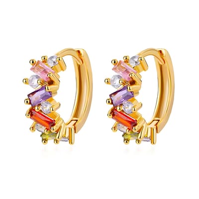 Innerlight® Rainbow Spark Hoops - Oorbellen Dames - Goud - Stainless steel - hypoallergeen - Oorringen - Oorhangers - Gouden Oorbellen - Regenboog Zirkonia - Hoop oorbellen